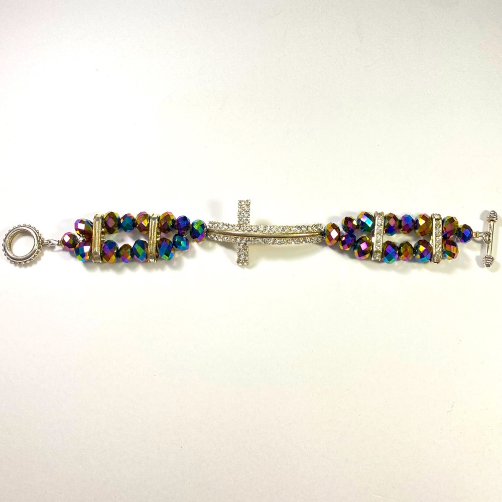 Beautiful Cross Beaded Bracelet w/ Earrings